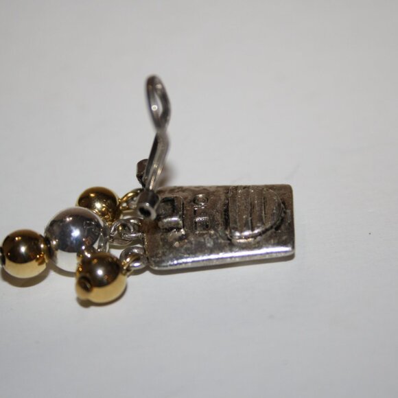 Retro Silver and gold LCi clip on dangle earrings 1.5" - Picture 2 of 6